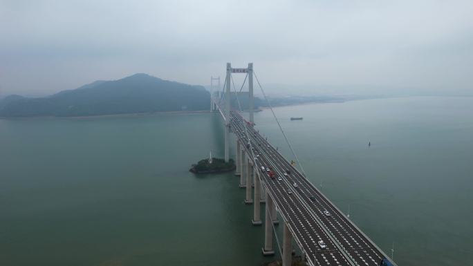 东莞虎门大桥珠江航运冬季风光航拍