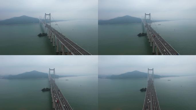 东莞虎门大桥珠江航运冬季风光航拍