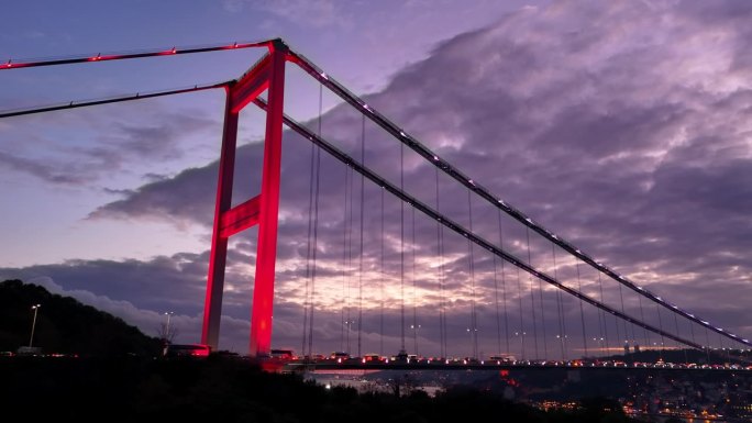 AERIAL The Iconic Fatih Sultan Mehmet Bridge at Bl