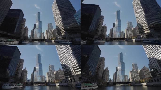 芝加哥金融区。芝加哥河。