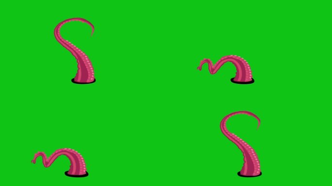 触手怪物章鱼绿屏动画。