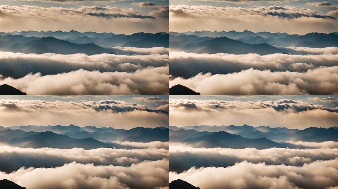 山峰阳光航拍云海日出延时雪山山脉意境风景