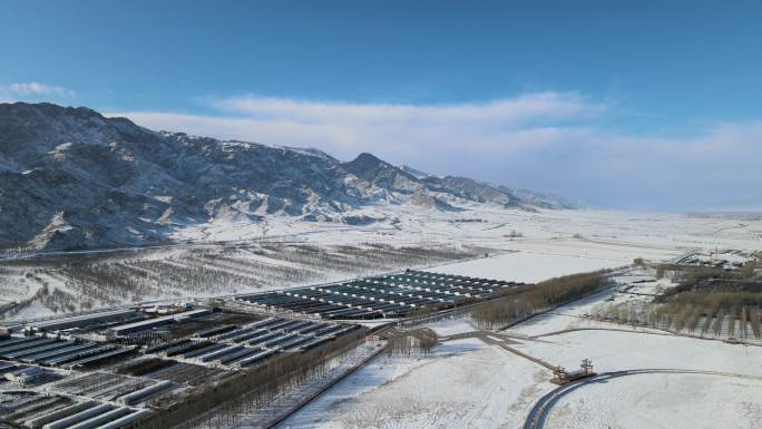 雪山 湿地 雪原 航拍 晴空万里