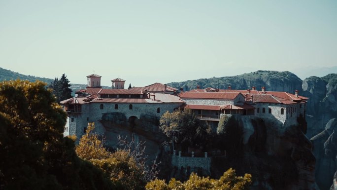 希腊迈泰奥拉修道院的景色。