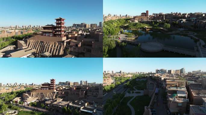 新疆旅游喀什古城航拍4K