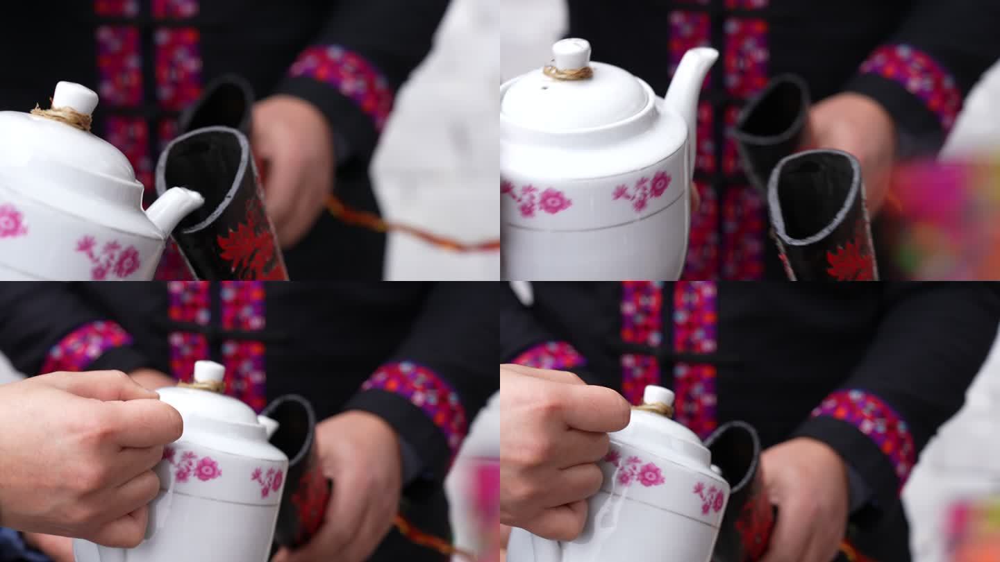 茶艺 瓷器 水壶 风格 牛角 绣花 喝茶