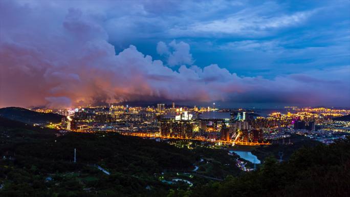 厦门海沧蔡尖尾山气象台夜景闪电延时摄影