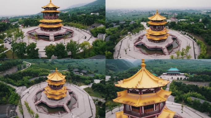 西安秦岭终南山化女泉景区航拍