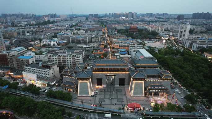 合集河南许昌曹魏古城夜幕降临夜景灯光航拍