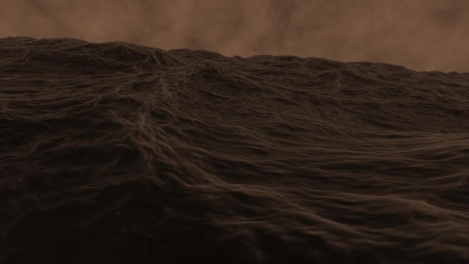 一个明亮的上升沸腾的海洋。设计。在动画中，一只巨大的黑鲸在巨浪下游泳。高品质4k画面