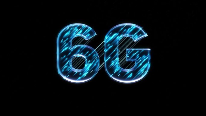 蓝色数据流通过6G玻璃传输。高速移动互联网。通信网络。三维渲染动画