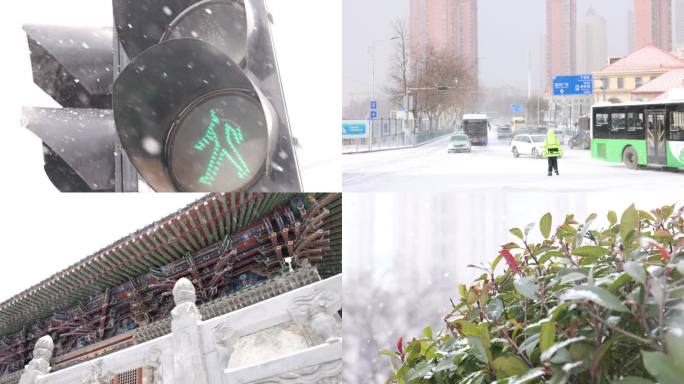 城市冬天大雪 城市雪景