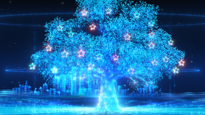 蓝色科技粒子树生长