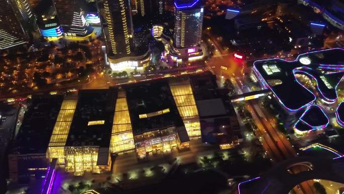 江苏 航拍 苏州 苏州国际金融中心 夜景