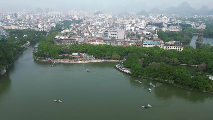 广西桂林两江四湖5A景区航拍