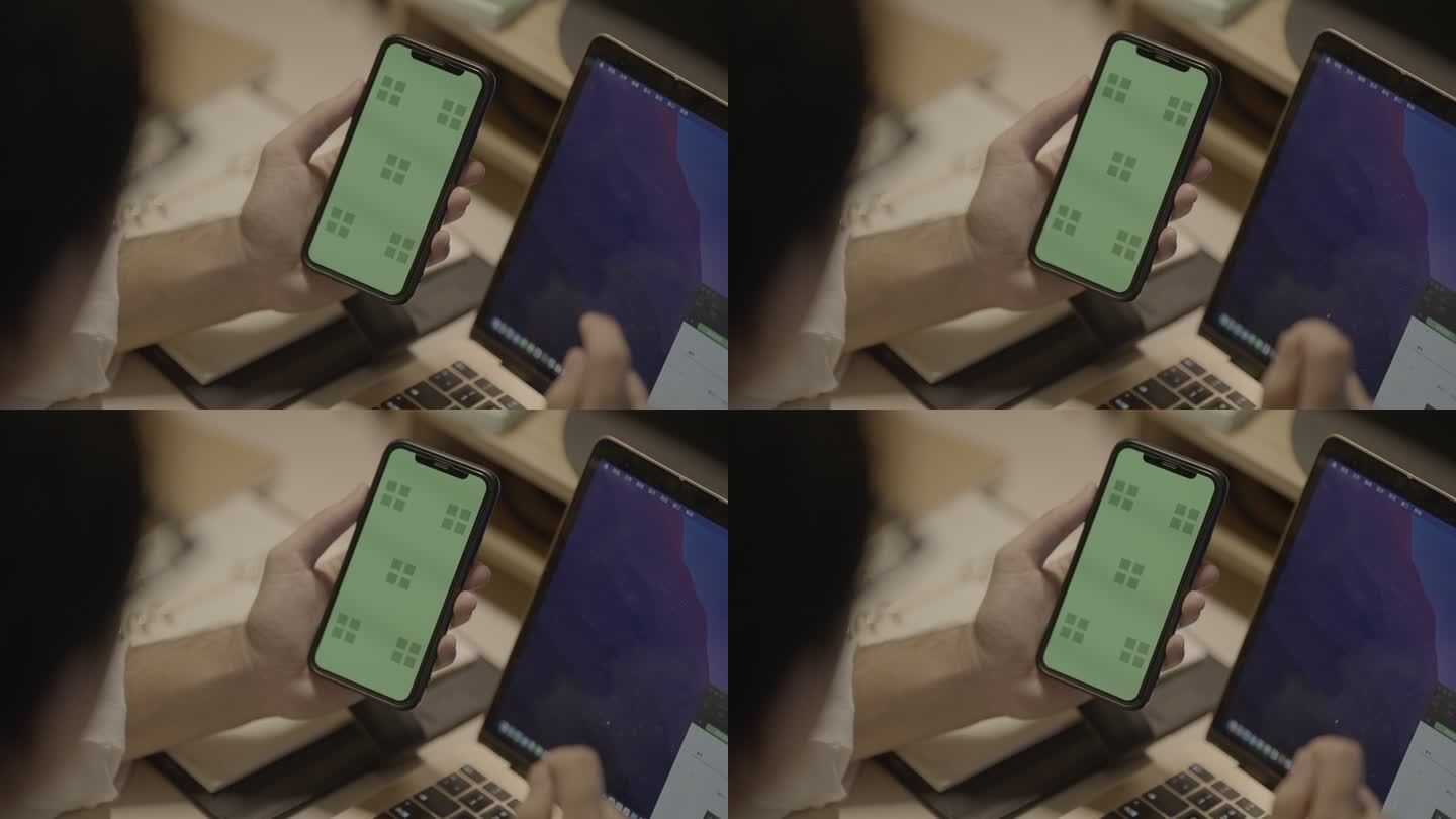 加班办公室手机屏幕绿幕抠图抠像视频通话