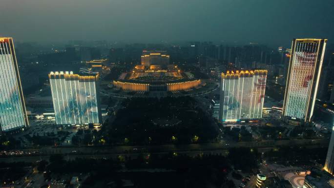 合集河南新乡城市夜景灯光航拍