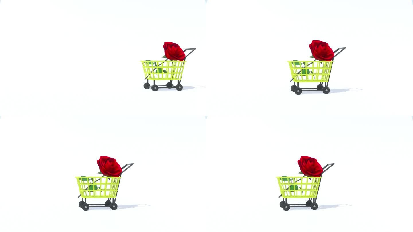 购物车与玫瑰的背景