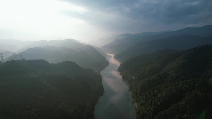 郴州东江湖小东江清晨航拍