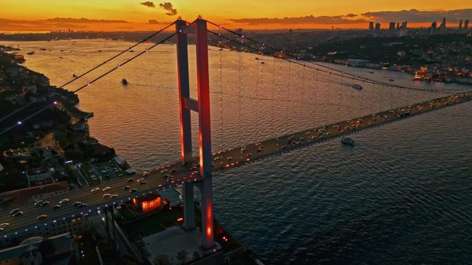 7月15日烈士桥和迷人的博斯普鲁斯海峡黄金时刻，#TemmuzŞehitlerKöprüsü， #T