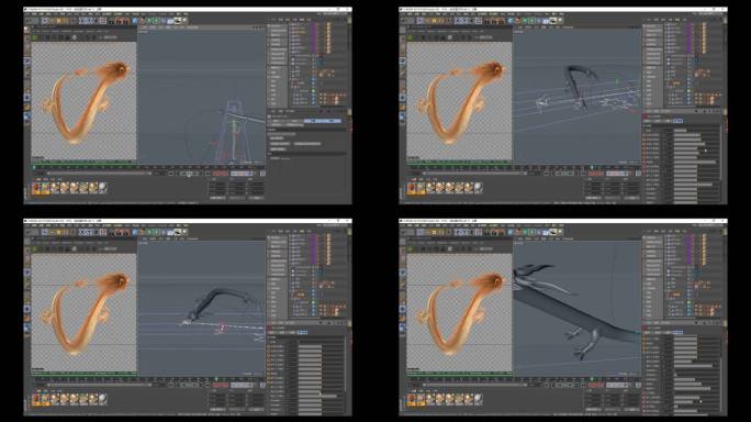 C4D金龙模型已绑骨骼权重OC渲染