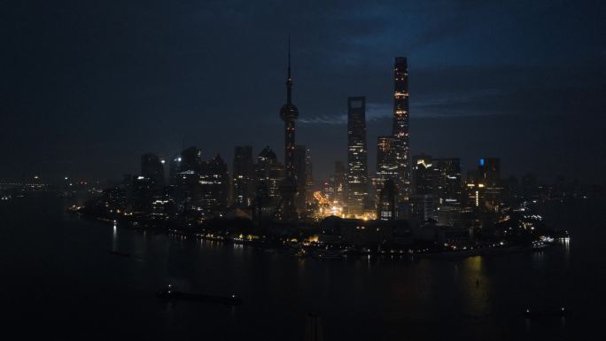 上海陆家嘴凌晨航拍