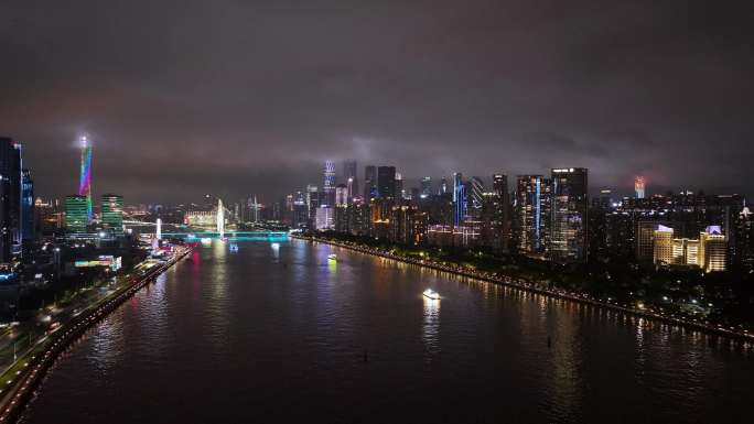 广州珠江新城夜景航拍