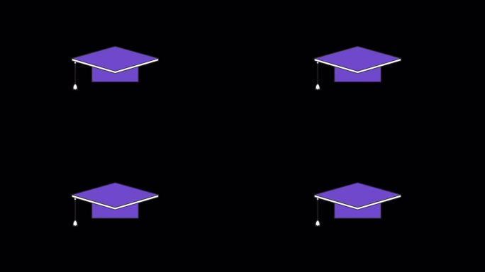 紫色毕业帽流苏线2D对象动画