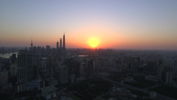 上海落日 日落 东方明珠广播电视塔