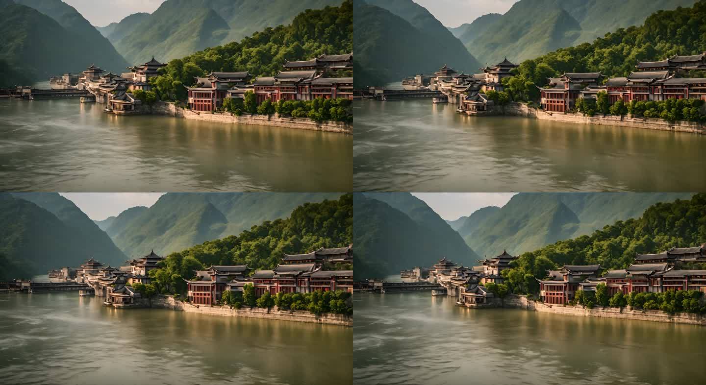 中国山水景观古迹古建筑山峰风景