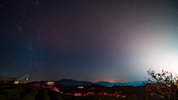 福建漳平永福樱花园夜空延时