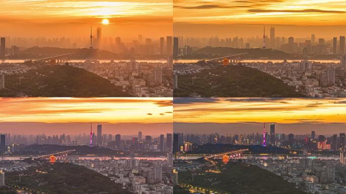 4K城市风光延时 武汉绝美日落夕阳天际线