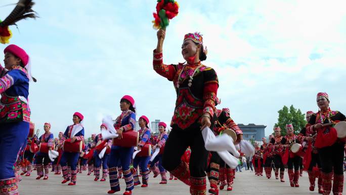 彝族花鼓舞 千人鼓舞 少数民族舞蹈