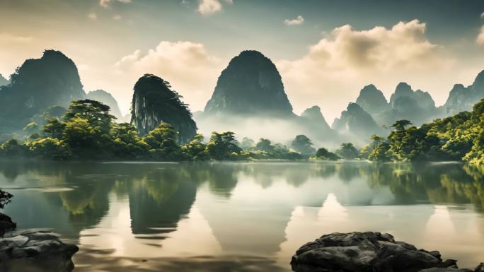 意境山水水墨山水风景