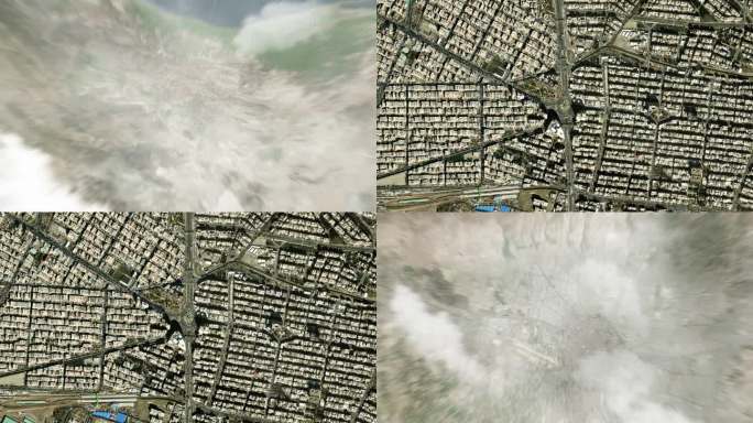 地球从太空放大到伊朗德黑兰，在萨德格耶的第二广场。接着是通过云层和大气层进入太空。卫星的视图。旅游介