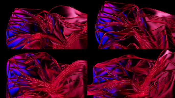 玻璃波有节奏的流动创造了一个红色抽象的背景。