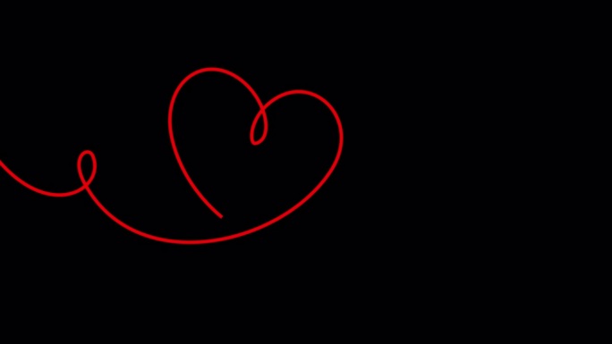 的心。手绘两颗心的素描动画。连续线条艺术。4K视频动画。运动图形。透明的背景