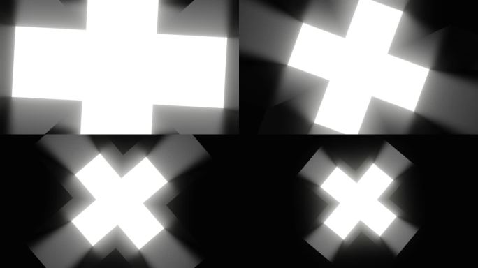 抽象的背景与轮廓符号十字或字母x在洞，隧道。3 d动画。最小的时尚构图。