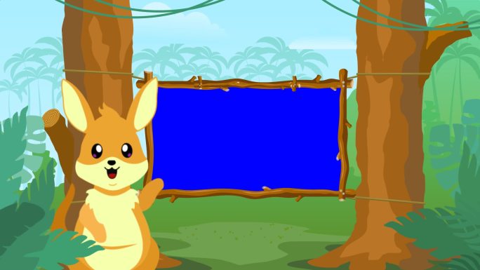 小袋鼠动物主题早教幼儿园课程片头抠像视频