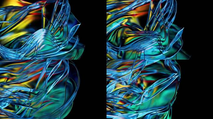 蓝色的抽象背景装饰着玻璃波浪的节奏图案。
