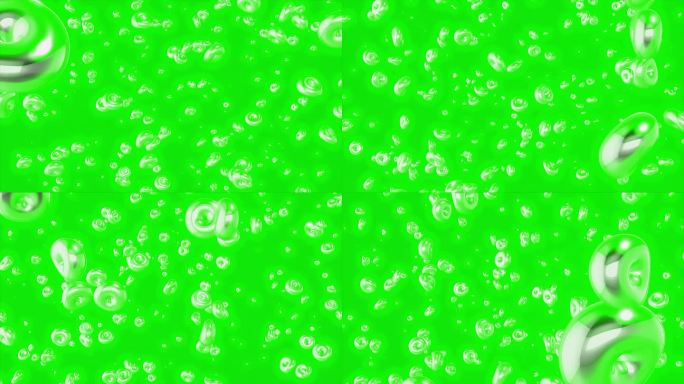 绿色和红色背景。运动。又大又密的抽象泡泡朝不同的方向飞去。高品质4k画面