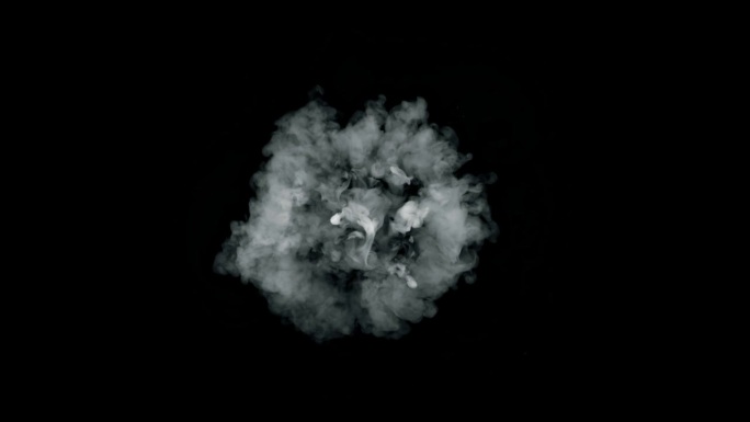 圆形烟雾爆炸的超级慢动作镜头对相机隔离在黑色1000fps。