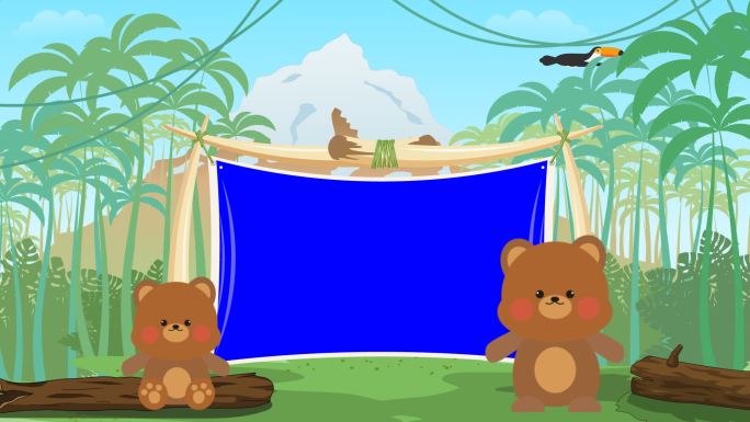小棕熊动物主题早教幼儿园课程片头抠像视频