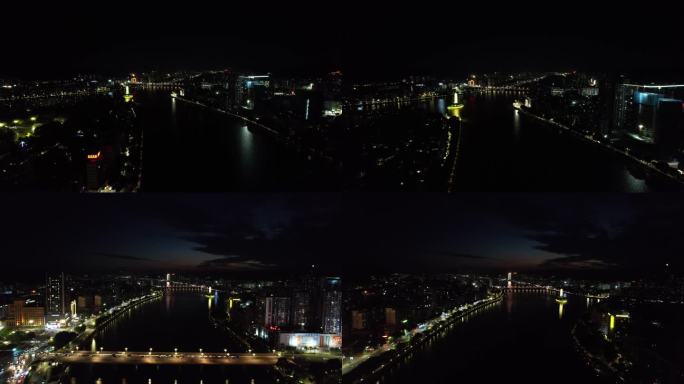 广东韶关浈江夜景航拍