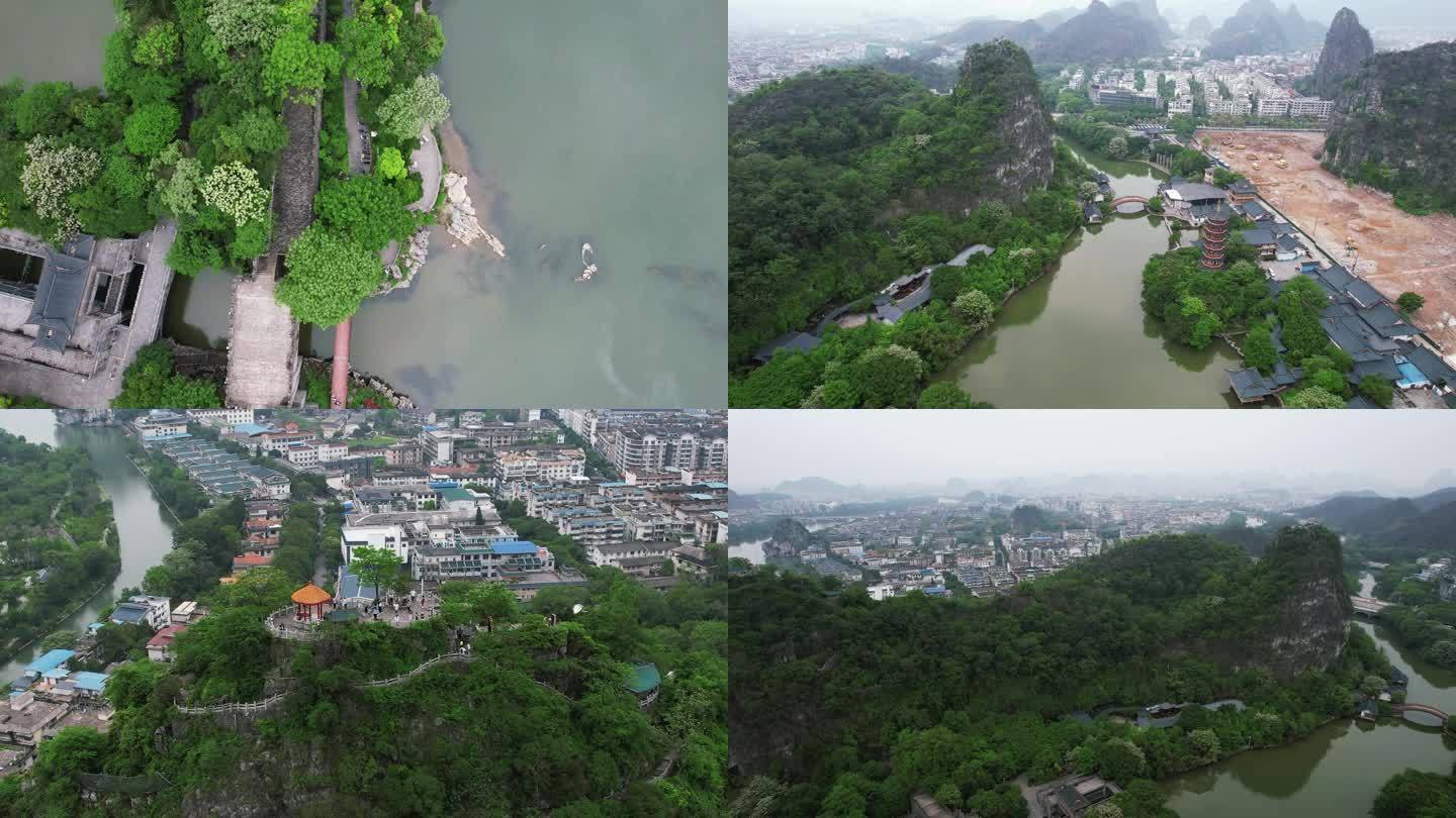 广西桂林木龙湖叠彩山5A景区航拍