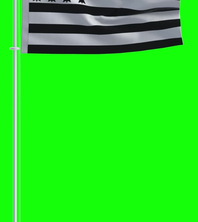 布列塔尼旗在色度键的背景