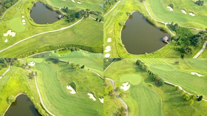 江苏 航拍 苏州 阳澄湖 高尔夫球场4K
