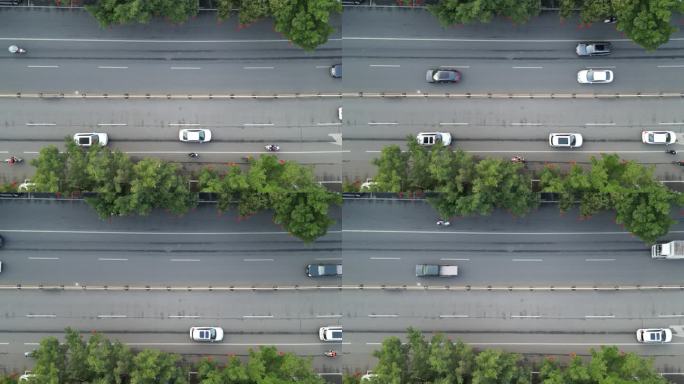 小县城街道马路俯瞰