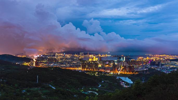 厦门海沧蔡尖尾山气象台夜景闪电延时摄影