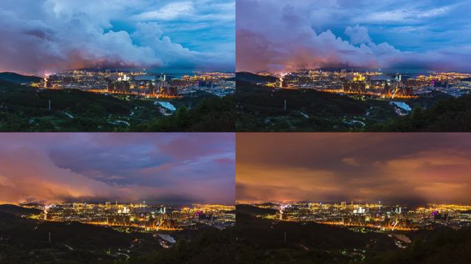 厦门海沧蔡尖尾山气象台夜景闪电延时摄影